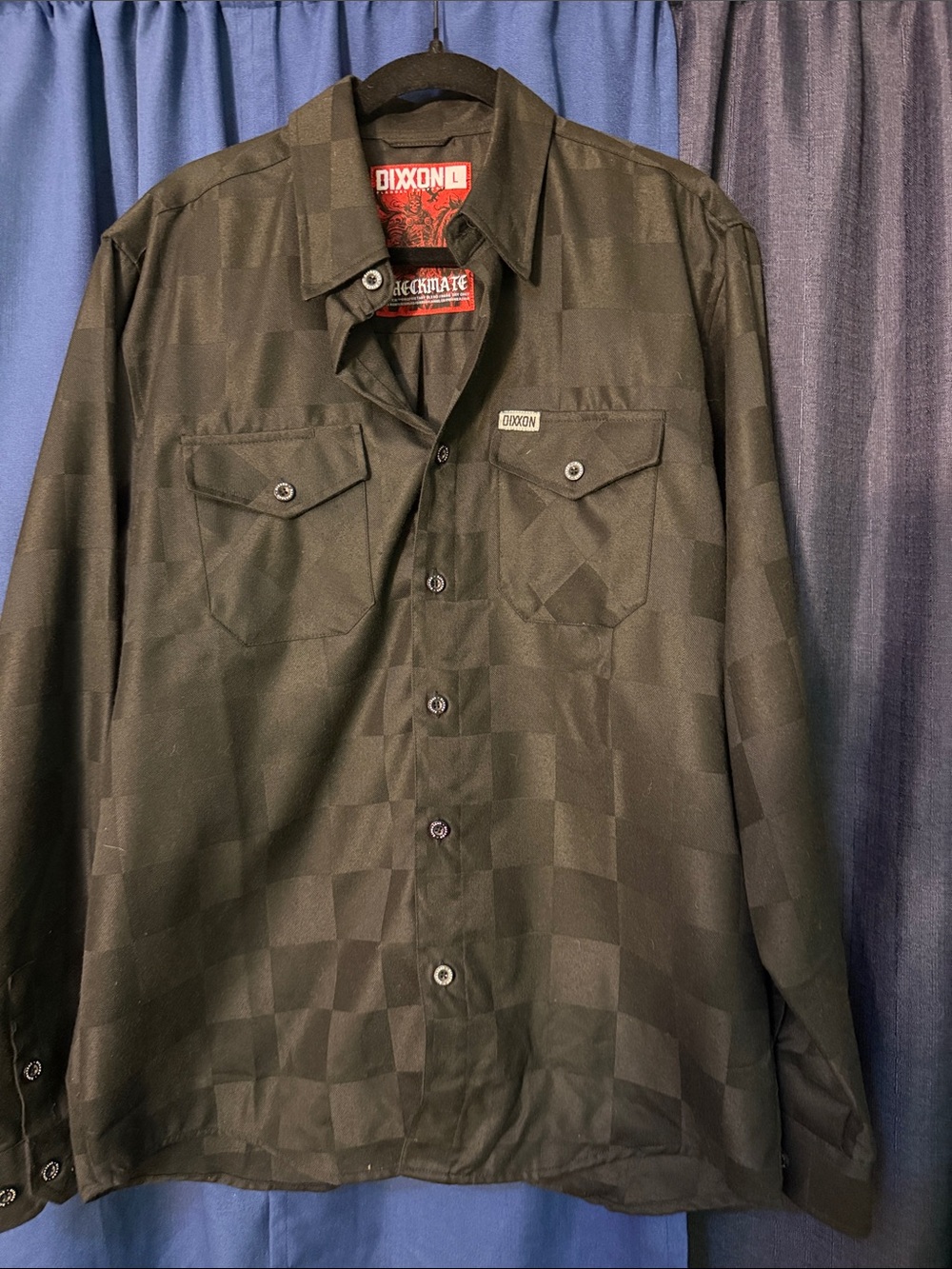 DIXXON Checkmate Black Check-Pattern Long Sleeve Button-Down Shirt